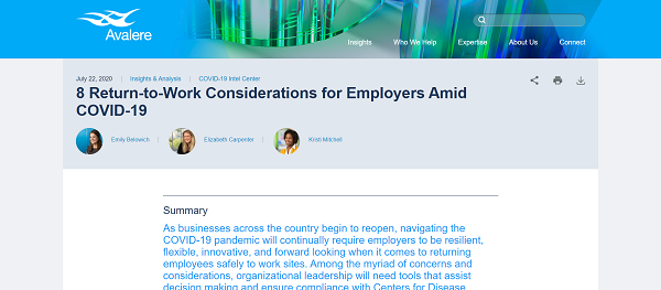 8 Return-to-Work Considerations for Employers Amid COVID-19