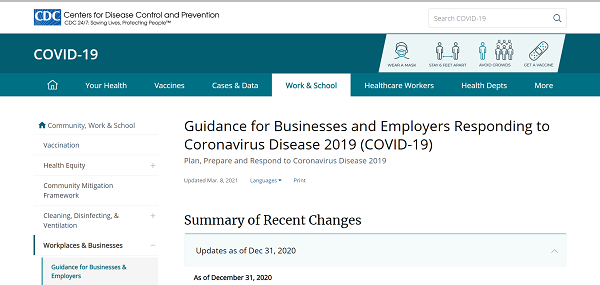 Leitfaden für Unternehmen und Arbeitgeber, die auf die Coronavirus-Krankheit 2019 (COVID-19) reagieren