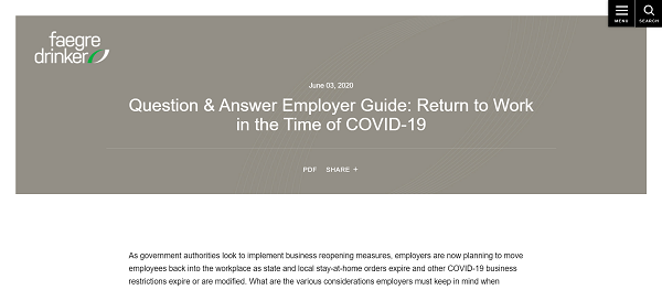 Question & Answer Employer Guide: Return to Work in the Time of COVID-19