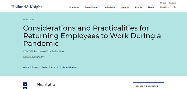 Consideraciones y aspectos prácticos para los empleados que regresan al trabajo durante una pandemia
