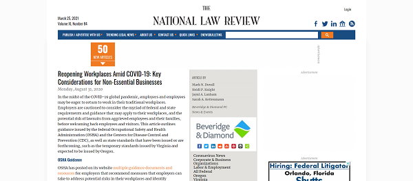 Reopening Workplaces Amid COVID-19: Key Considerations for Non-Essential Businesses