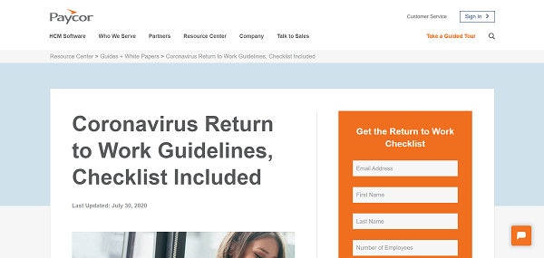 Coronavirus-Richtlinien zur Rückkehr an den Arbeitsplatz, Checkliste enthalten