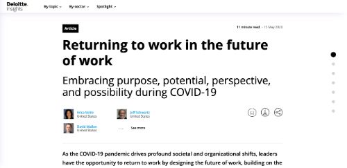 Le retour au travail dans l'avenir du travail (Deloitte)
