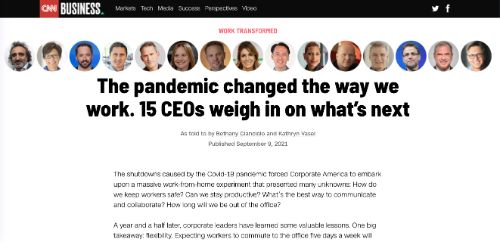 De pandemie heeft de manier waarop we werken veranderd. 15 CEO's wegen mee op wat de toekomst biedt (CNN)