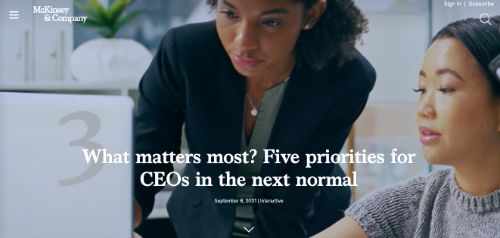 Ce qui compte le plus? Cinq priorités pour les PDG dans la prochaine normalité (McKinsey)