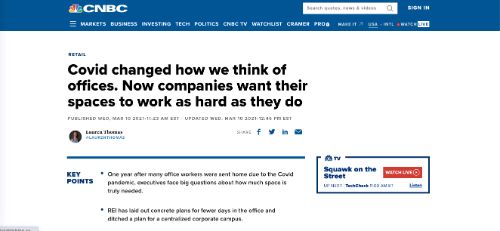 Covidは私たちのオフィスに対する考え方を変えました。 今、企業は自分たちのスペースが彼らと同じように一生懸命働くことを望んでいます（CNBC）